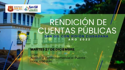 Invitación Rendición de Cuentas Públicas San Gil Con Visión Ciudadana 2022