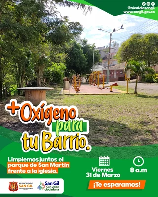 +Oxígeno para tu Barrio, limpiemos juntos el parque de San Martín frente a la Iglesia