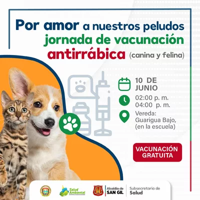 Jornada de vacunación antirrábica canina y felina Vereda Guarigua Bajo
