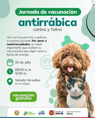 Jornada de vacunación antirrábica canina y felina Vereda Versalles
