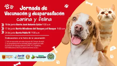 Jornada de Vacunación y Desparasitación Canina y Felina