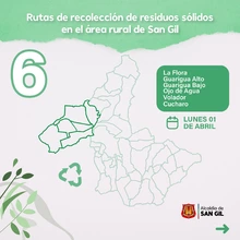 Rutas de recolección de residuos sólidos en el área rural de San Gil