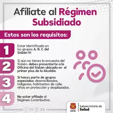 Afíliate al Régimen Subisidiado
