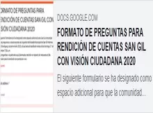 Formato preguntas para Rendición de Cuentas San Gil Con Visión Ciudadana 2020