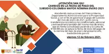 Colombia Mayor Pago nómina enero 2021
