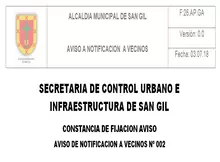 Aviso de Notificación a Vecinos No. 002