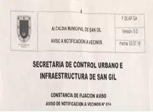 Aviso de Notificación a Vecinos No. 014