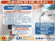 Jueves 15 de julio vacunación en San Gil