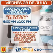 Vacunación Covid-19, viernes 23 de julio