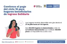 Atención beneficiarios de Ingreso Solidario, comienza el pago del ciclo 16