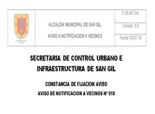 Aviso de Notificación a Vecinos No. 018