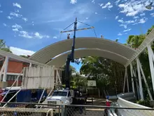 Avance de la cubierta de la Escuela Sede Educativa San Juan Bosco Vereda Cañaveral