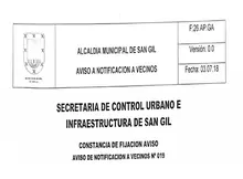 Aviso de Notificación a Vecinos No. 19