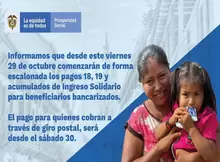 Inició pagos Ingreso Solidario No. 18 y 19