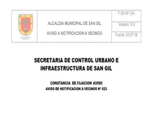 Aviso de Notificación a Vecinos No. 023