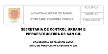 Aviso de Notificación a Vecinos No. 029