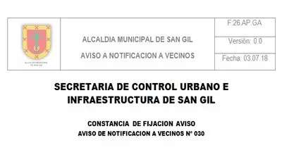 Aviso de Notificación a Vecinos No. 030