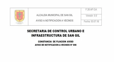 Aviso de Notificación a Vecinos No. 008