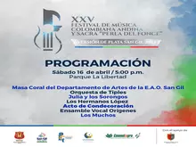 XXV Festival de Música Colombiana Andina y Sacra Perla del Fonce Programación 16 de abril