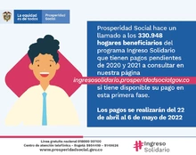 Ingreso Solidario informa que, a partir de hoy, viernes 22 de abril inician pagos de ciclos acumulados