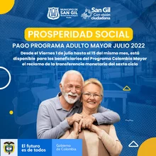 Pago Programa Adulto Mayor julio 2022