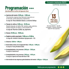 Invitación al evento Aproximación al cultivo de Aguacate Hass