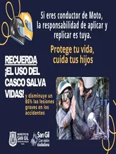 Recuerda El uso del casco salva vidas