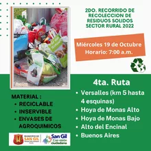 Segundo recorrido de  recolección de residuos sólidos sector rural 2022