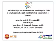 Asamblea General de la Mesa de Participación Efectiva de Víctimas