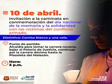 Invitación a la caminata en conmemoración del día nacional de la memoria y la solidaridad