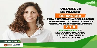 Viernes 31 de marzo último día para presentar la declaración de Industria y Comercio de las CC o NIT terminadas en 7 y 8