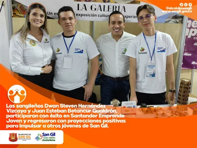 Los sangileños Dwan Steven Hernández Vizcaya y Juan Esteban Betancur Gualdrón pudieron fortalecer su proyecto de café cultural "La Galería"