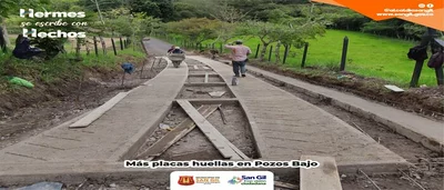 En Pozos Bajo estamos construyendo otro tramo de placa huella