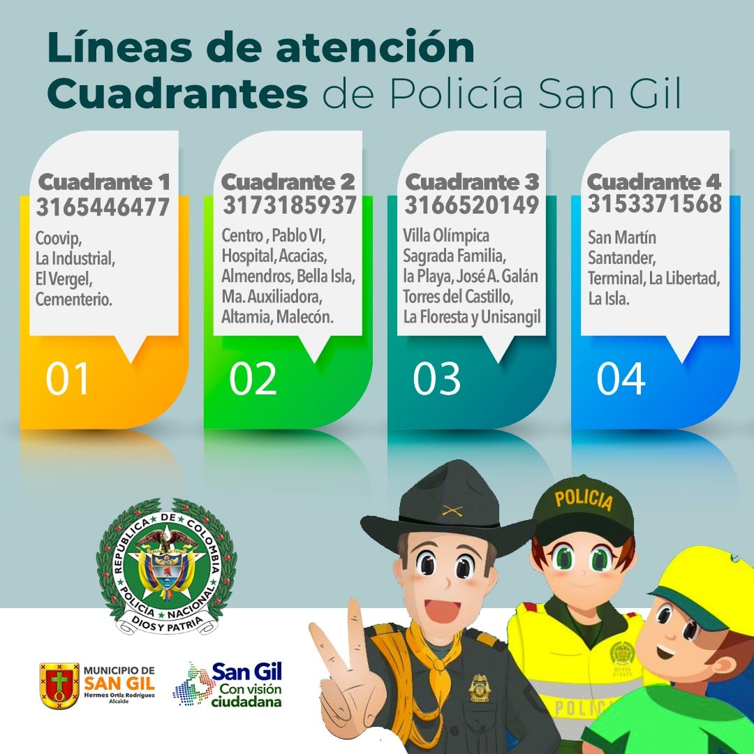 Líneas de atención Cuadrantes de Policía de San Gil