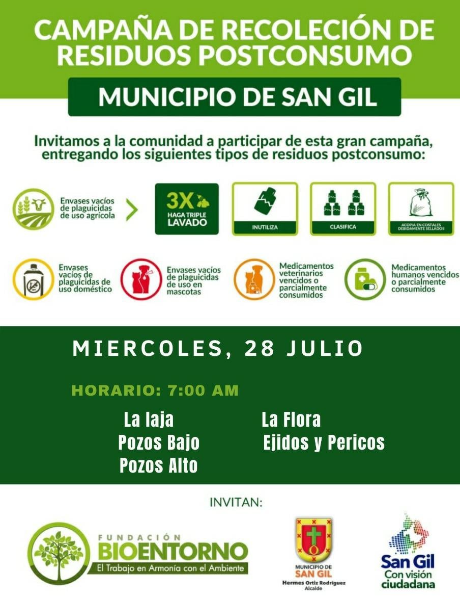 Campaña de recolección de residuos postconsumo Municipio de San Gil